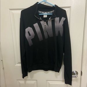 VS Pink Brand Black/White Graphic Quarter Zip Jacket
